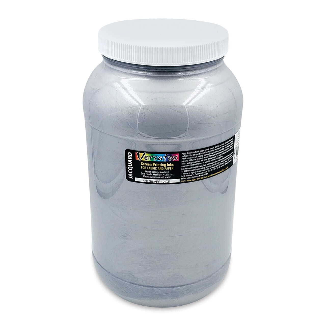 Jacquard Versatex Screen Printing Ink - Pearlized Silver Lace, 128 oz jar